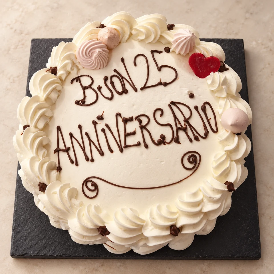 Anniversario con decori rosa