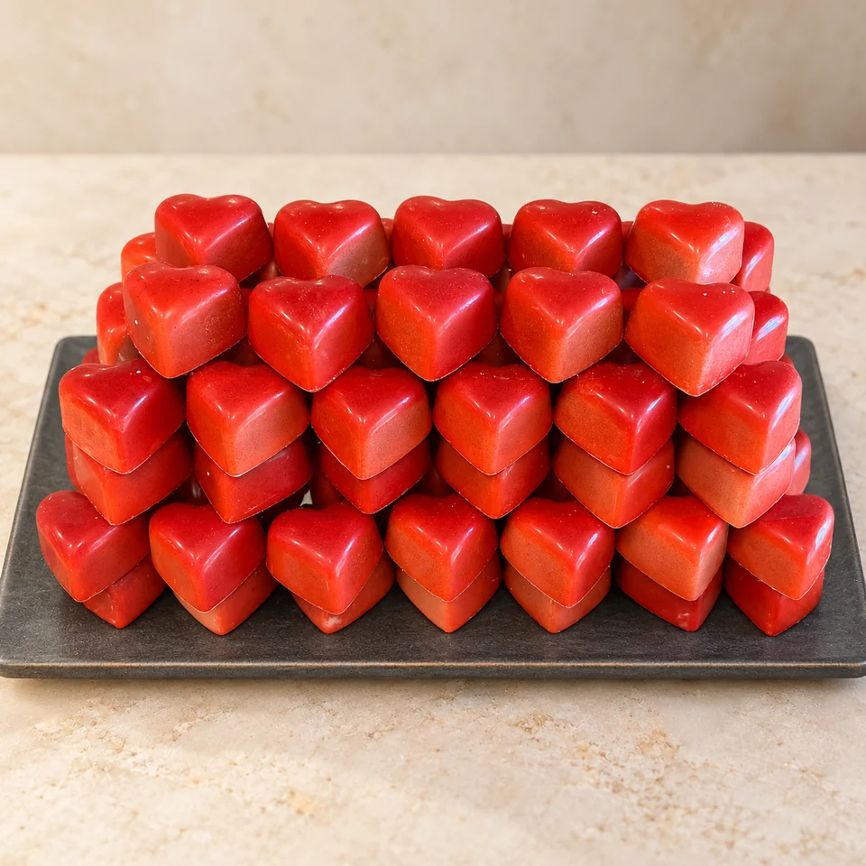 Composizione di cuori rossi